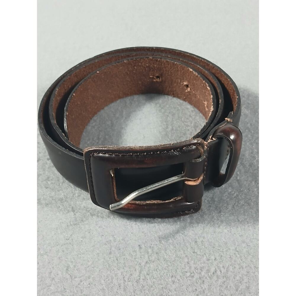 RareVintage 80s 90s Era Postcard Leather Belt /Buckle Classic Workwear Style...